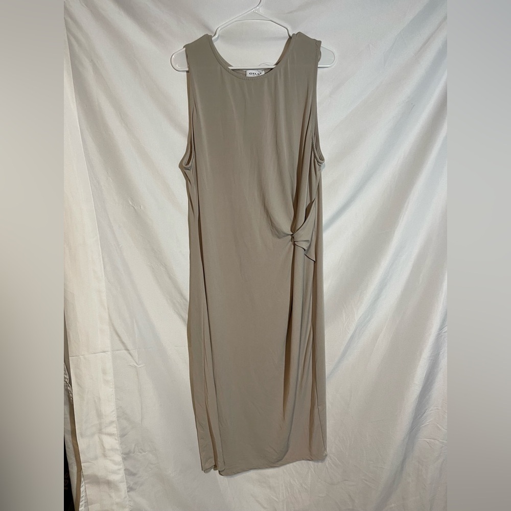 Gilli Tan Midi Dress Womens 2X Sleeveless Bodycon Minimalist Spring